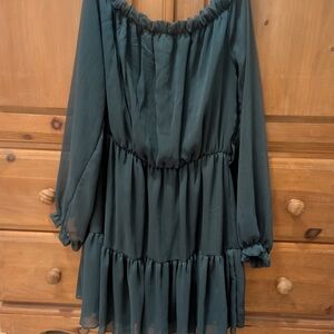 Forever 21 Teal Off-Shoulder Dress